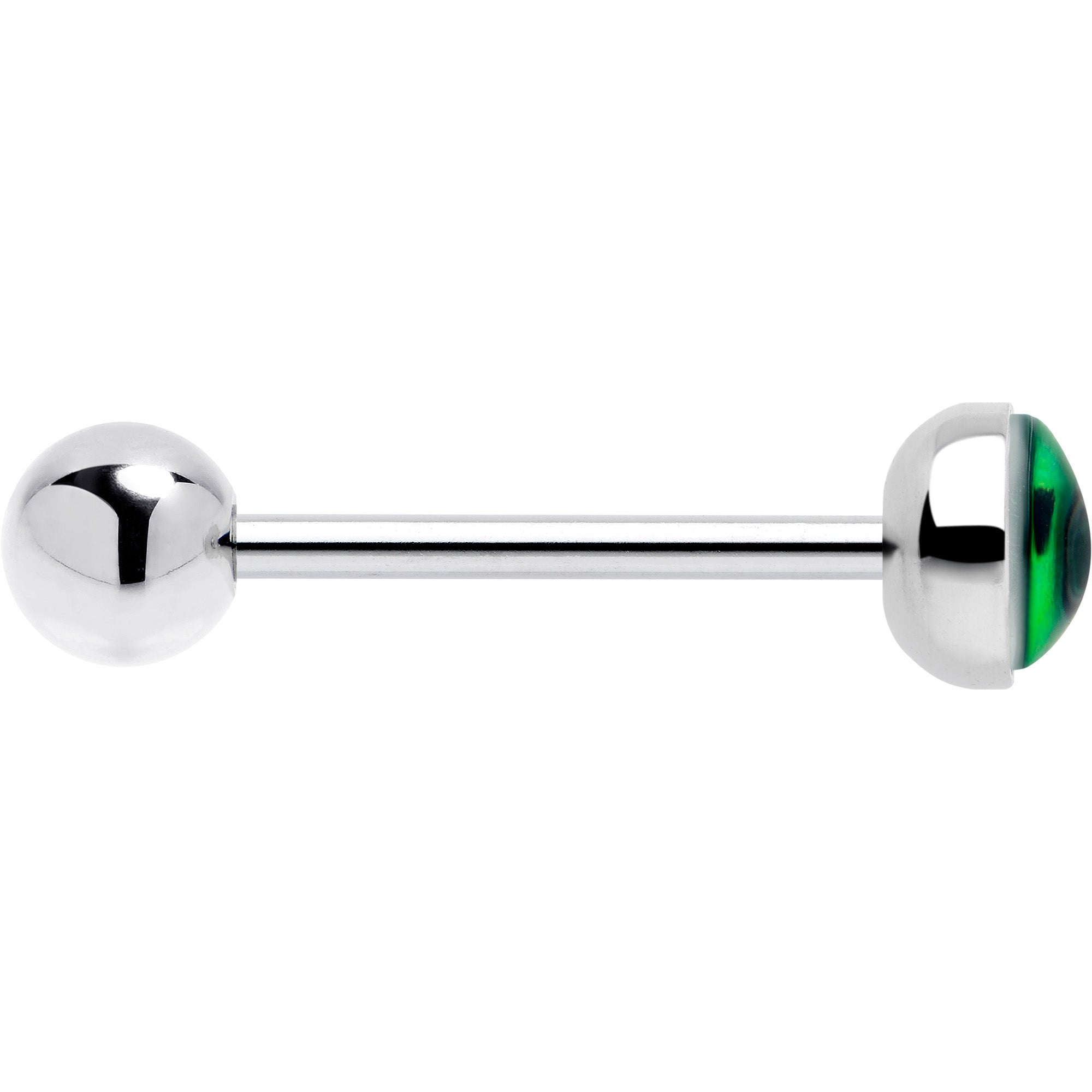 Kitty Green Eye UV Reactive Barbell Tongue Ring